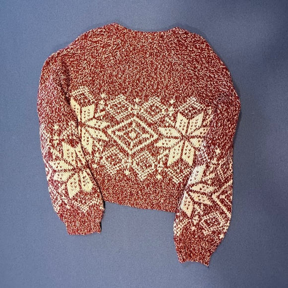 Kaisely Anthropologie Red White Crop Sweater Small - Picture 2 of 3